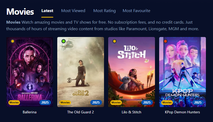 Display of the Putlocker site